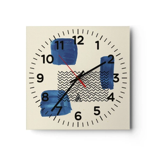 Reloj de pared - Reloj de vidrio - Un cuarteto abstracto - 30x30 cm