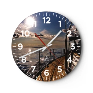 Reloj de pared - Reloj de vidrio - Bajo las velas hacia el sol - 30x30 cm