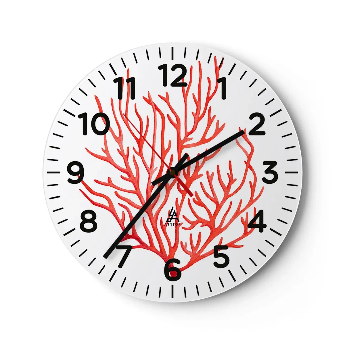 Reloj de pared - Reloj de vidrio - Filigrana de coral - 30x30 cm