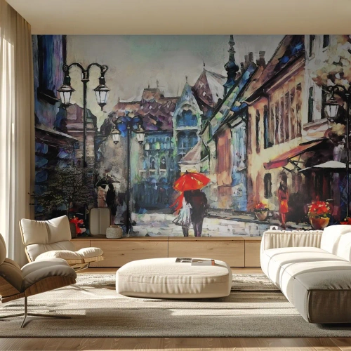 Fotomural personalizado Premium Sand - Lluvia para dos - Ciudad, Arquitectura, Pueblo Viejo