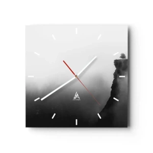 Reloj de pared - Reloj de vidrio - Un árbol solitario al borde de un acantilado rodeado de niebla. - 30x30cm - En el límite del mundo - Decoración de pared moderna para salón y dormitorio ARTTOR