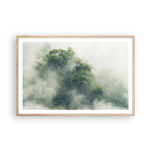 Póster en marco roble claro - Envuelto en niebla - 91x61 cm