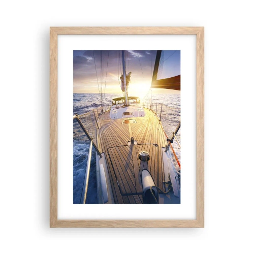 Póster en marco roble claro - Corriendo sobre las olas - 30x40 cm