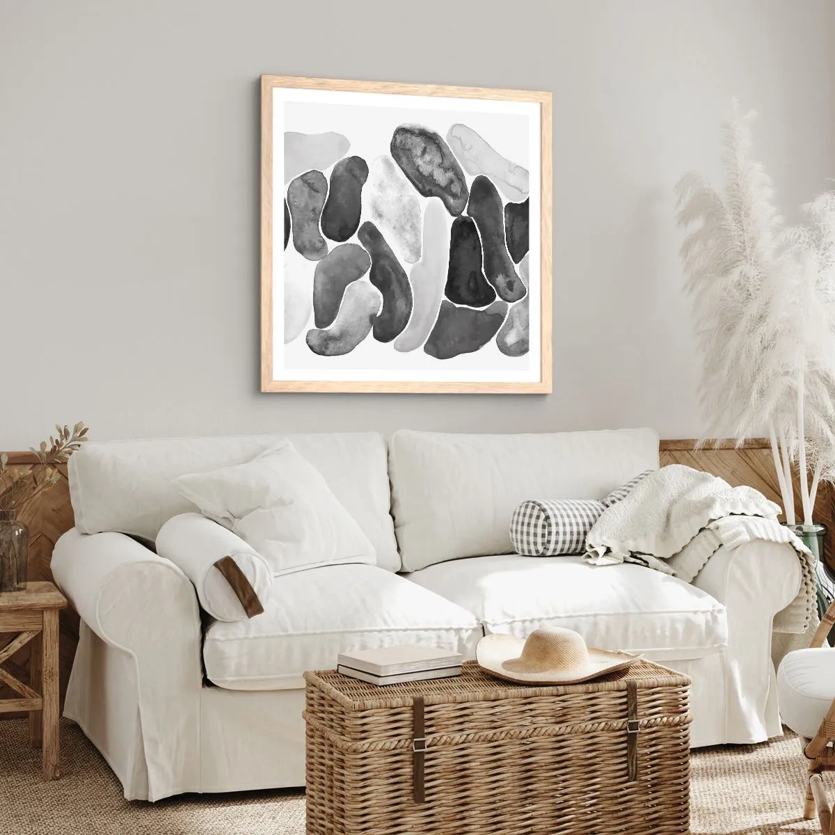 Póster en marco roble claro - Abstracción pétrea - 40x40 cm