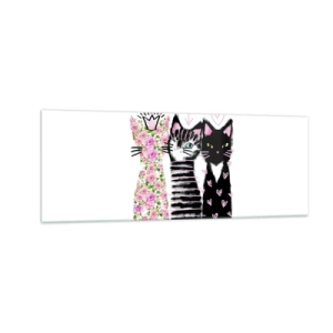 Cuadro sobre vidrio - Impresiones sobre Vidrio - Tres gatos con diversos patrones artísticos. - 140x50cm - Había tres gatitos - Decoración de pared moderna para salón y dormitorio ARTTOR