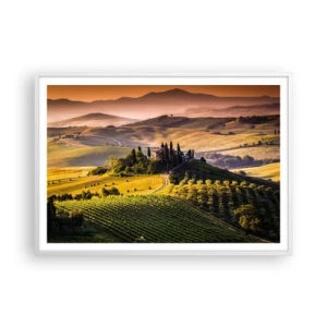 Póster en marco blanco - Paisaje toscano - 100x70 cm