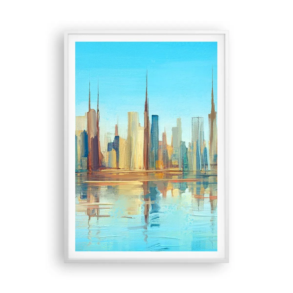 Póster en marco blanco - Metrópolis soleada - 70x100 cm