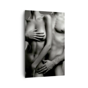 Cuadro sobre lienzo - Impresión de Imagen - Representación en blanco y negro de cuerpos femeninos y masculinos en una pose artística. - 80x120cm - Adán y Eva - Decoración de pared moderna para salón y dormitorio ARTTOR