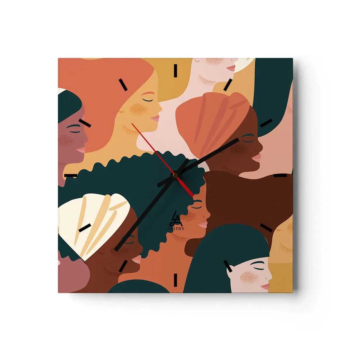 Reloj de pared - Reloj de vidrio - La feminidad - 40x40 cm