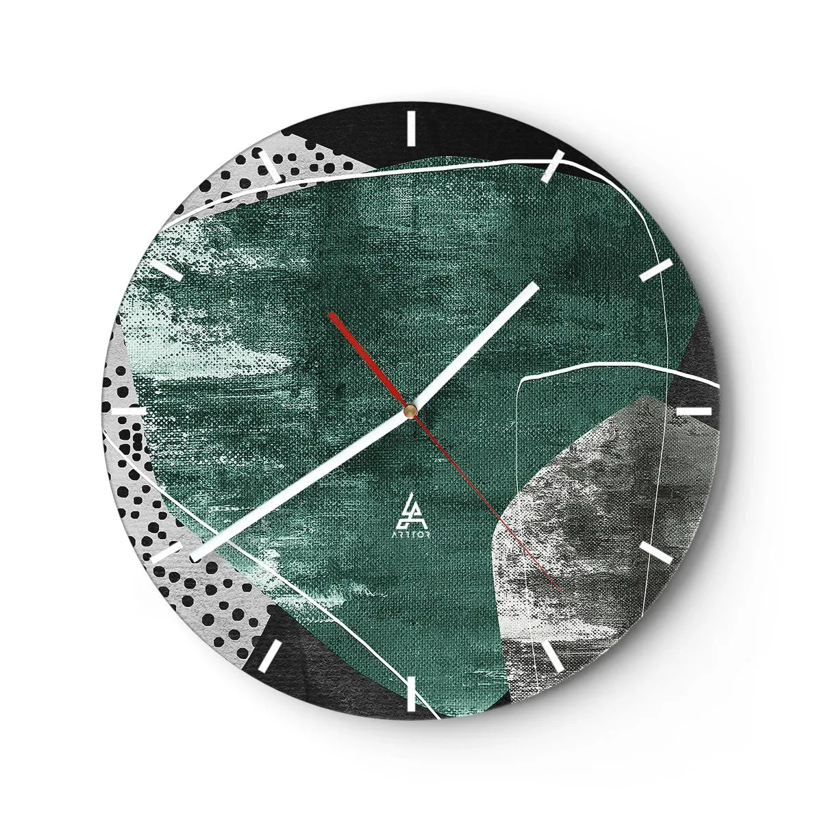 Reloj de pared - Reloj de vidrio - Abstracción colorista con un copo de oro - 40x40 cm