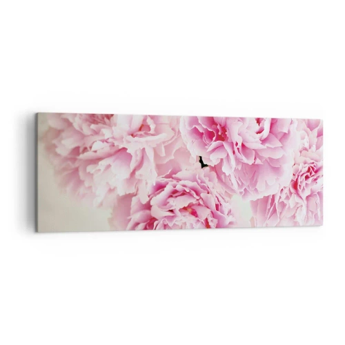 Cuadro sobre lienzo - Impresión de Imagen - Un ramo de peonías rosas sobre un fondo claro. - 140x50cm - En el esplendor del rosa - Decoración de pared moderna para salón y dormitorio ARTTOR