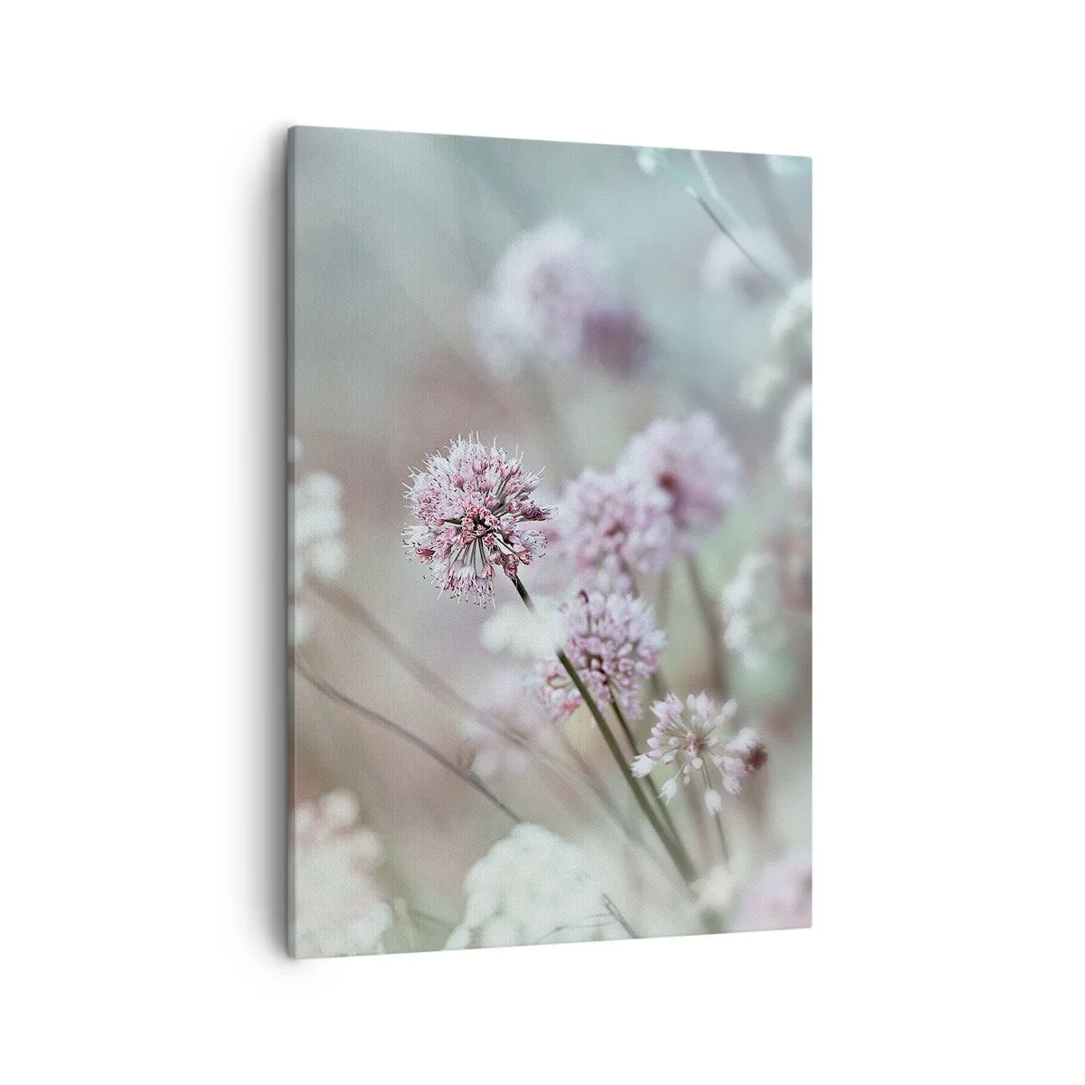 Cuadro sobre lienzo - Impresión de Imagen - Delicadas flores en tonos pastel. - 50x70cm - Dulces filigranas de hierbas - Decoración de pared moderna para salón y dormitorio ARTTOR