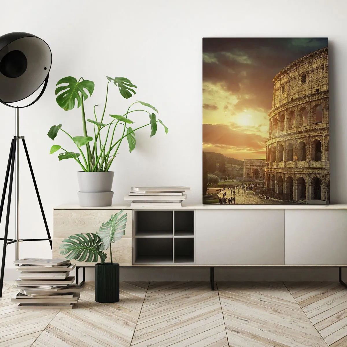 Cuadro sobre lienzo - Impresión de Imagen - El Coliseo de Roma al atardecer - 50x70cm - Una impresión colosal - Decoración de pared moderna para salón y dormitorio ARTTOR