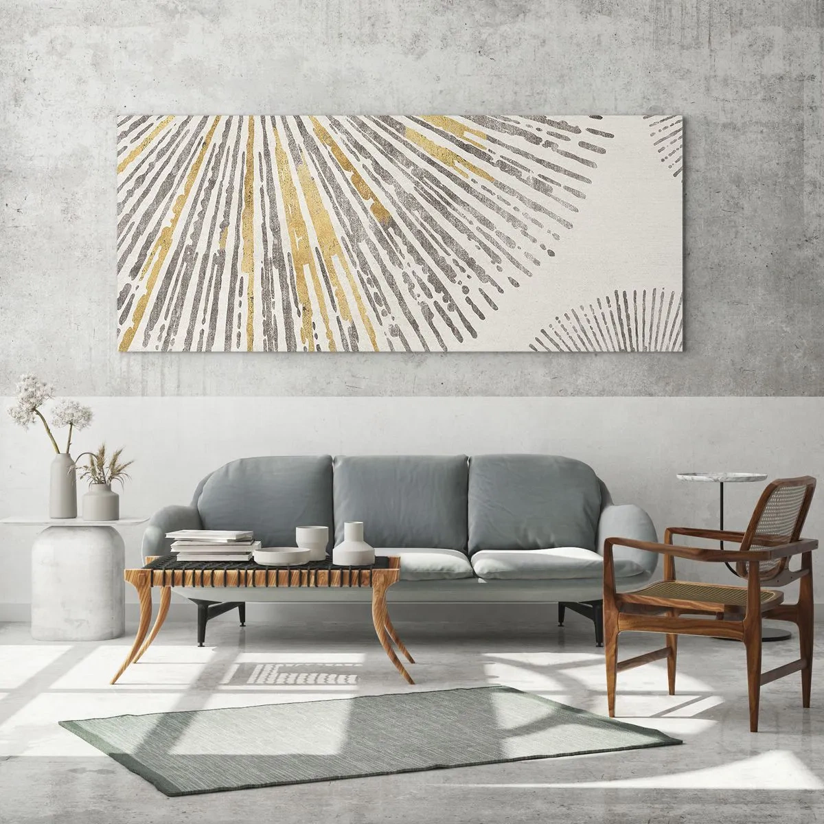 Cuadro sobre vidrio - Impresiones sobre Vidrio - Patrón abstracto en forma de rayo - 120x50cm - Belleza lineal - Decoración de pared moderna para salón y dormitorio ARTTOR