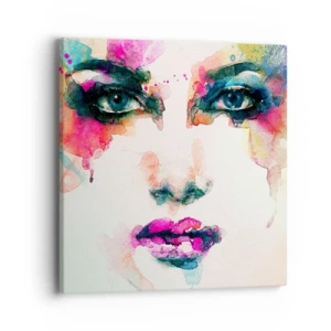 Cuadro sobre lienzo - Impresión de Imagen - Retrato en arco iris - 40x40 cm