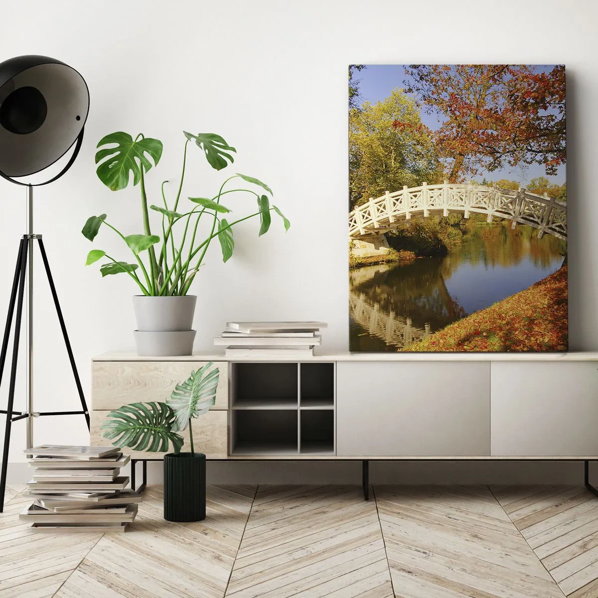 Cuadro sobre lienzo - Impresión de Imagen - En un puente blanco de suspiros - 65x120 cm