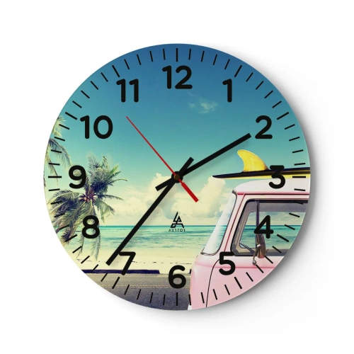 Reloj de pared - Reloj de vidrio - Comienzan las vacaciones - 40x40 cm