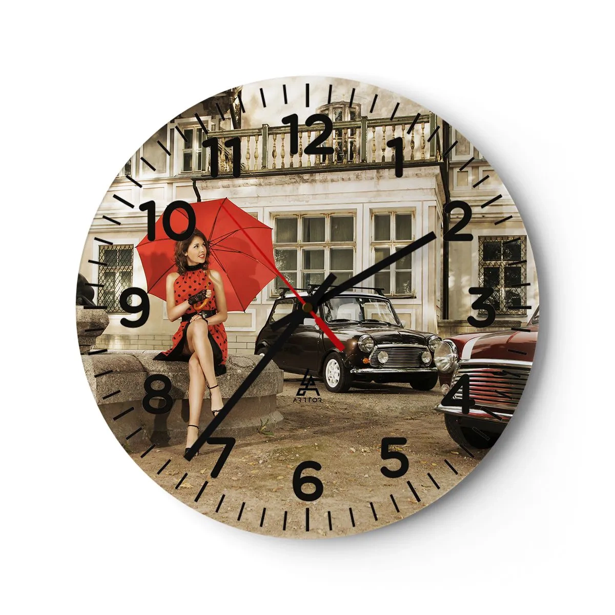 Reloj de pared - Reloj de vidrio - Un mini viaje sentimental - 30x30 cm