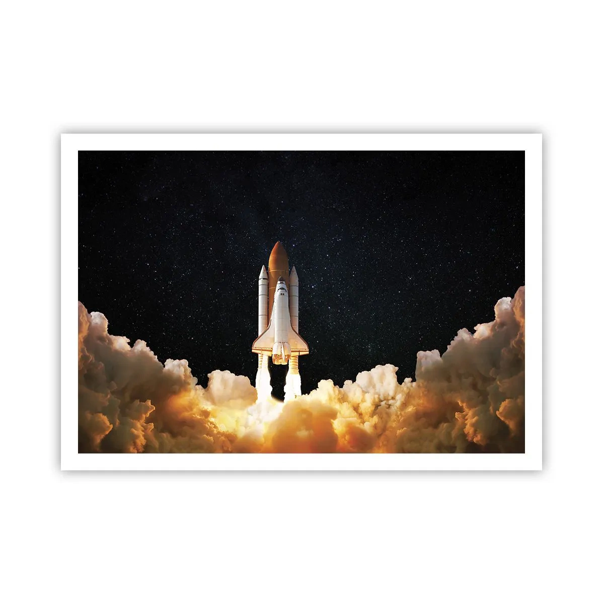 Póster - Un cohete espacial despegando contra el cielo estrellado. - 100x70cm - ¡Ad astra! - Decoración de pared moderna para salón y dormitorio ARTTOR
