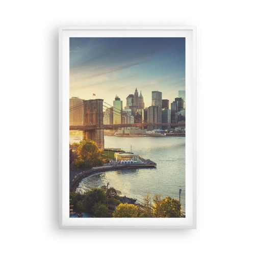 Póster en marco blanco - El amanecer de la gran ciudad - 61x91 cm