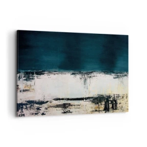 Cuadro sobre lienzo - Impresión de Imagen - Composición horizontal abstracta en tonos azul marino y blanco. - 120x80cm - Composición horizontal - Decoración de pared moderna para salón y dormitorio ARTTOR