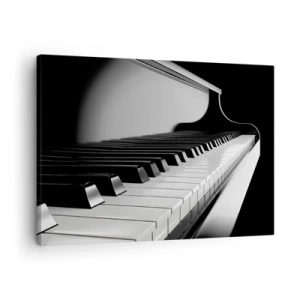 Cuadro sobre lienzo - Impresión de Imagen - Teclas de piano en una elegante fotografía en blanco y negro - 70x50cm - Armonía musical - Decoración de pared moderna para salón y dormitorio ARTTOR