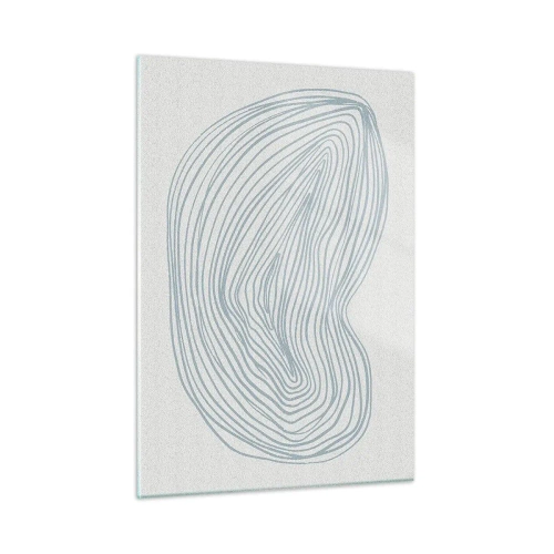 Cuadro sobre vidrio - Impresiones sobre Vidrio - Las delicadas líneas azules crean una forma orgánica y fluida. - 50x70cm - Sonrisa de una gota - Decoración de pared moderna para salón y dormitorio ARTTOR