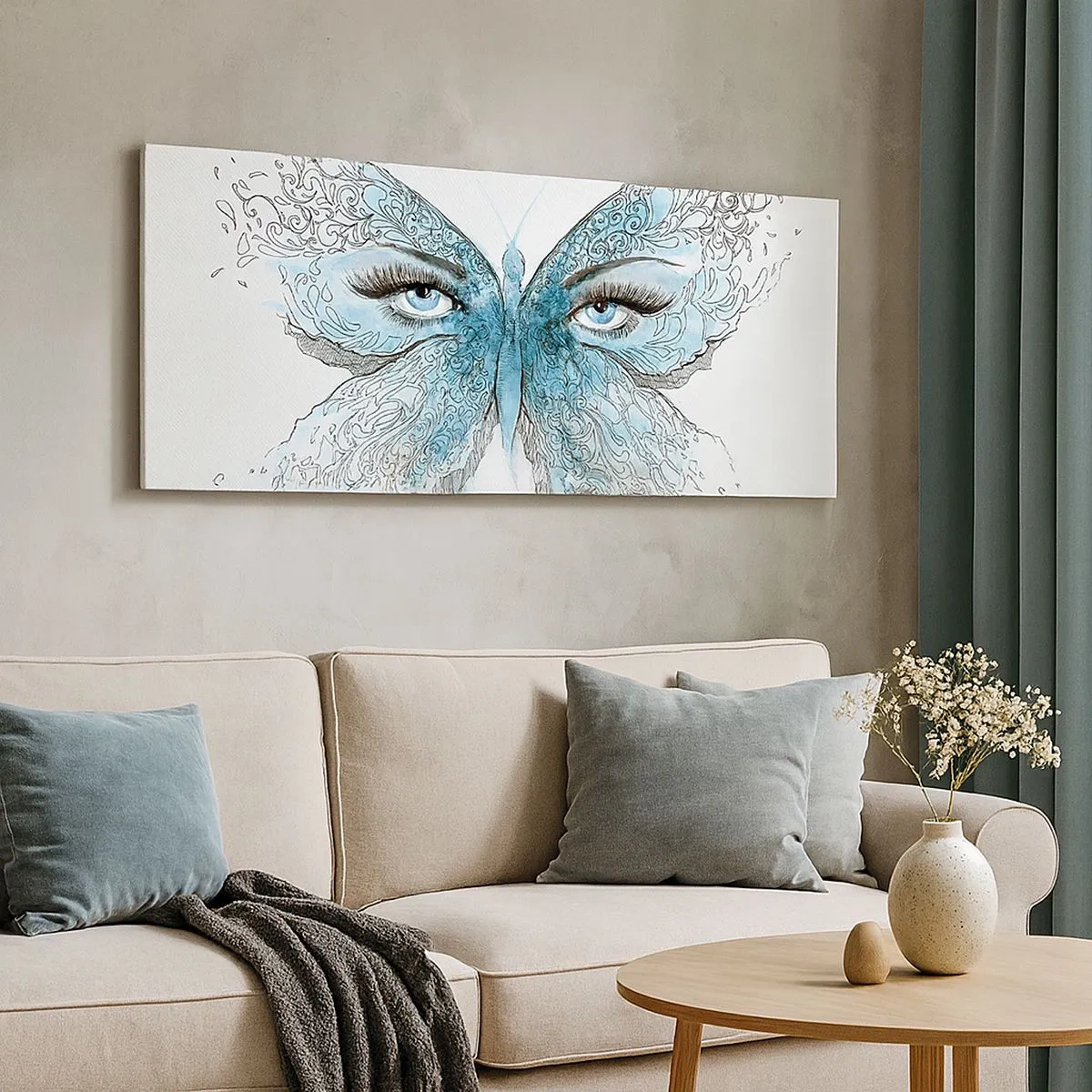 Cuadro sobre lienzo - Impresión de Imagen - Mirada de mariposa - 100x40 cm