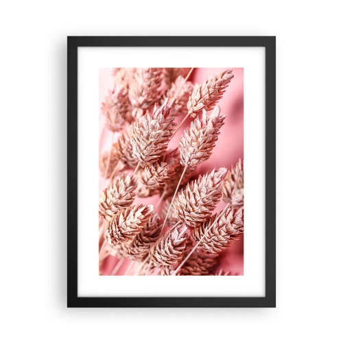 Póster en marco negro - Estructura floral en rosa - 30x40 cm
