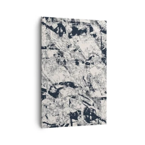 Cuadro sobre lienzo - Impresión de Imagen - Composición abstracta en blanco y negro con un diseño dinámico. - 80x120cm - La interpenetración de los opuestos - Decoración de pared moderna para salón y dormitorio ARTTOR