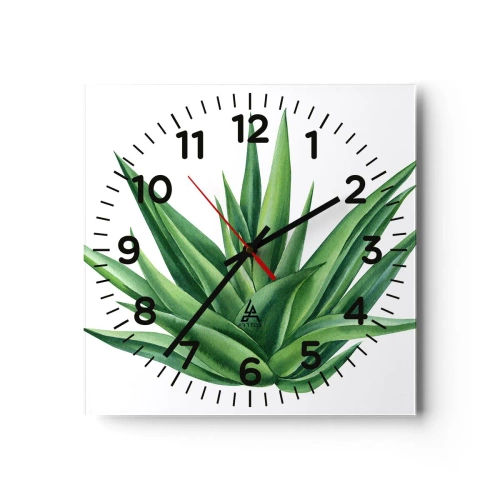 Reloj de pared - Reloj de vidrio - Verde - fuerza - vida - 40x40 cm