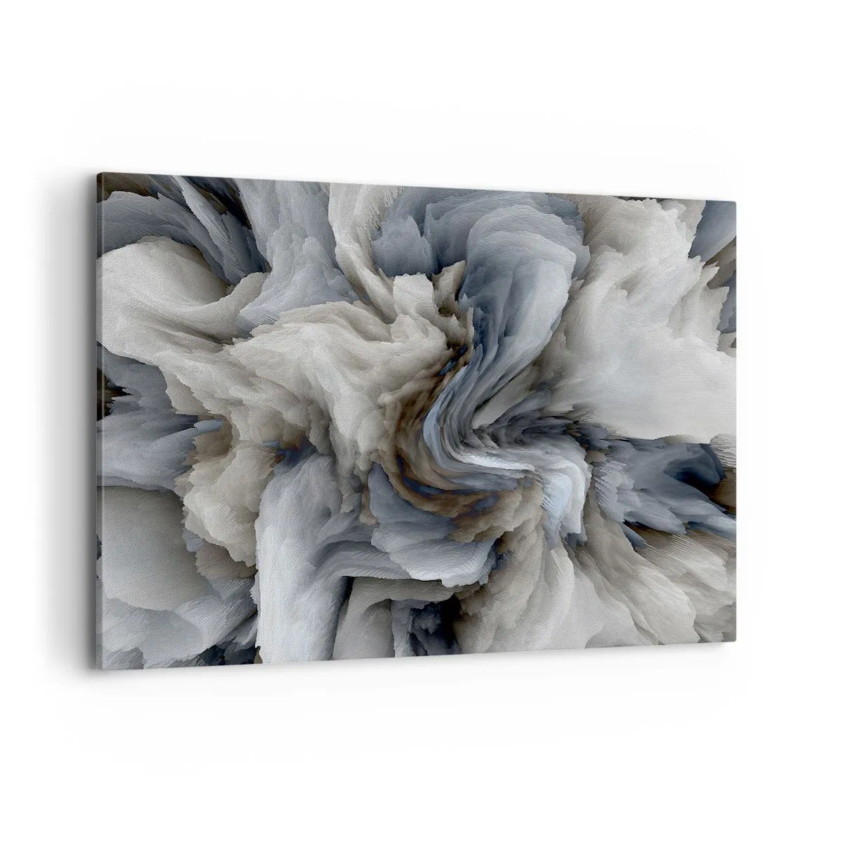 Cuadro sobre lienzo - Impresión de Imagen - Remolino abstracto en tonos de gris y azul. - 120x80cm - Piedra y flor - Decoración de pared moderna para salón y dormitorio ARTTOR