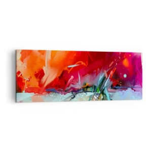 Cuadro sobre lienzo - Impresión de Imagen - Paisaje abstracto en colores intensos - 140x50cm - Una explosión de luces y colores - Decoración de pared moderna para salón y dormitorio ARTTOR