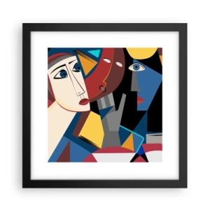 Póster en marco negro - Conversación cubista - 30x30 cm