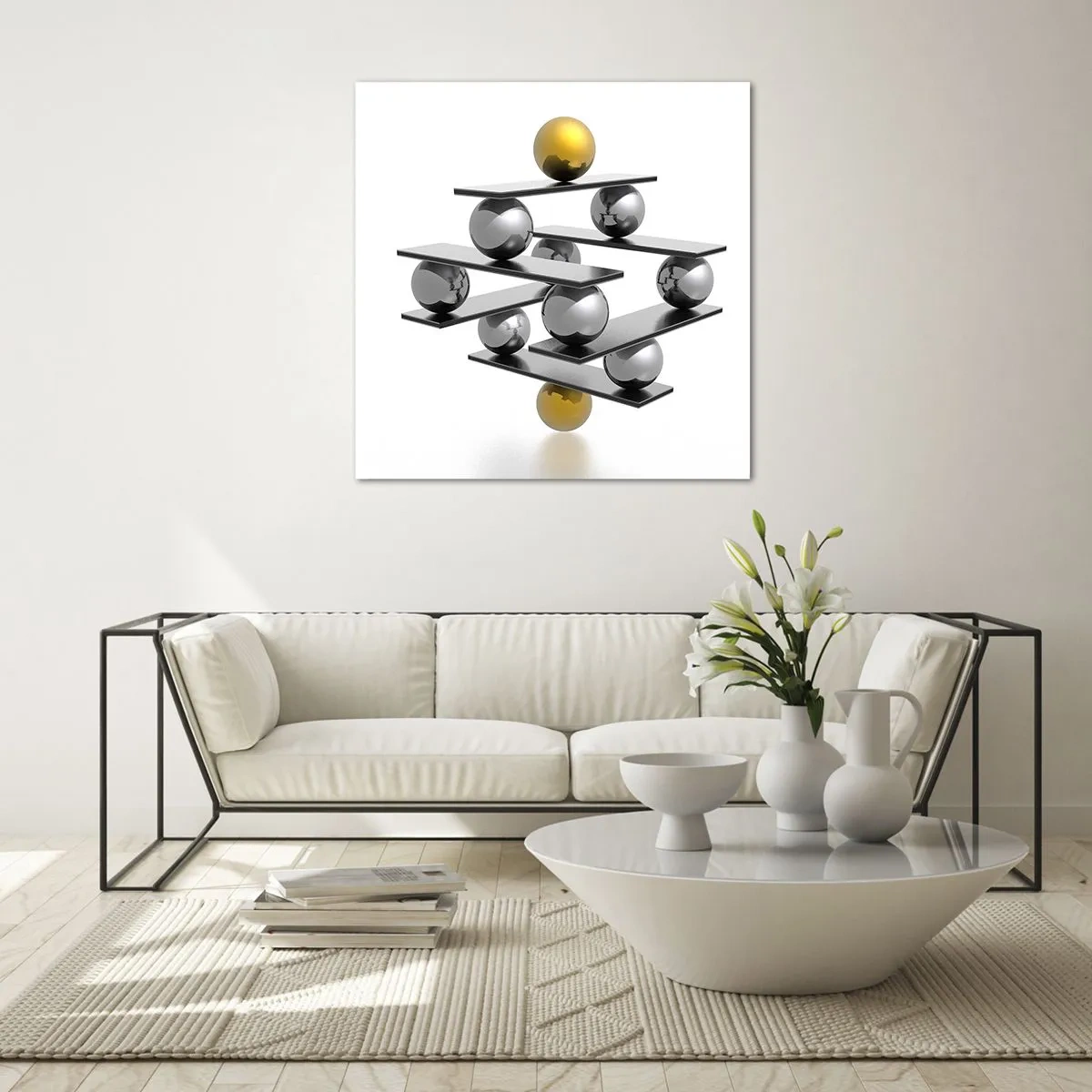 Cuadro sobre vidrio - Impresiones sobre Vidrio - Balance de oro y plata - 60x60 cm