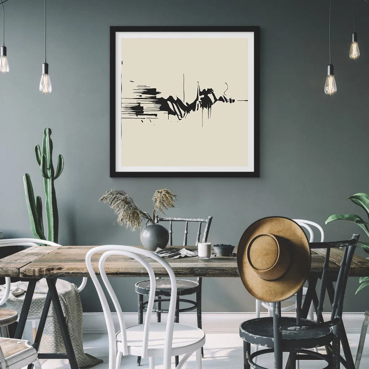 Póster en marco negro - Abstracción apresurada - 60x60 cm