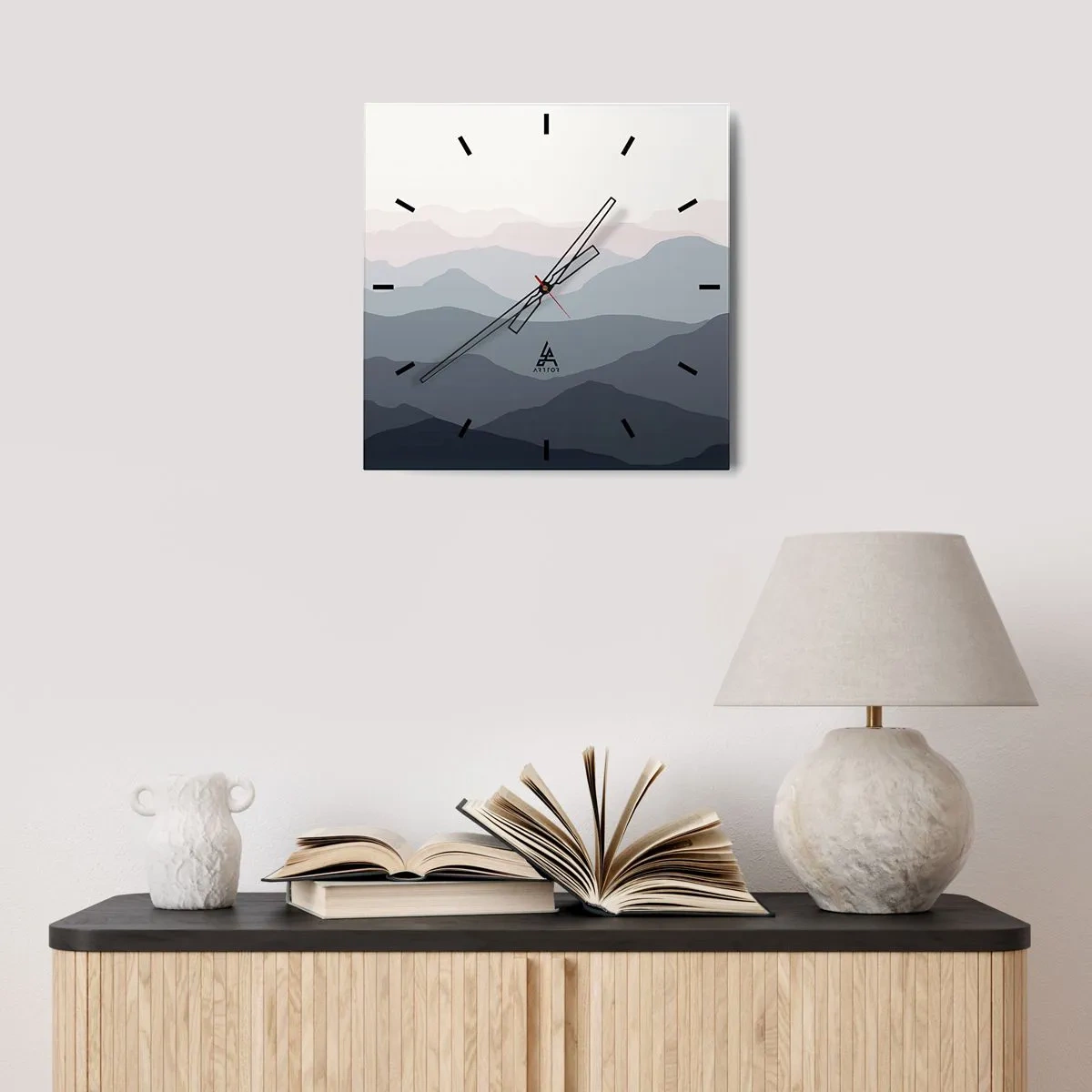 Reloj de pared - Reloj de vidrio - Cordilleras a la vista - 30x30 cm