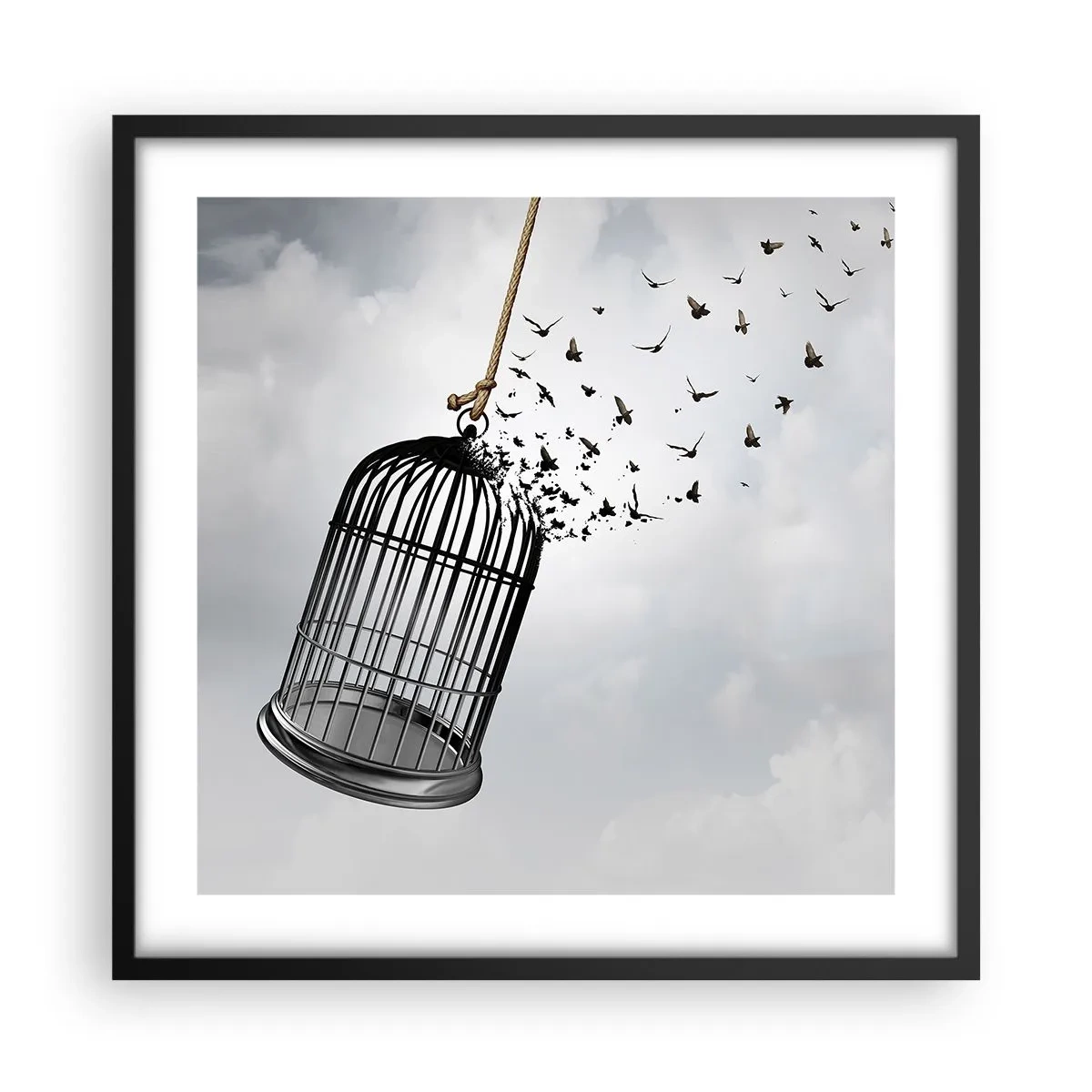 Póster en marco negro - Fe... Esperanza... ¡Libertad! - 50x50 cm