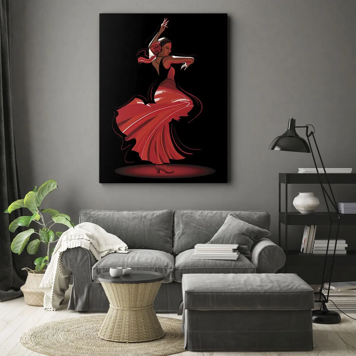 Cuadro sobre lienzo - Impresión de Imagen - El espíritu ardiente del flamenco - 55x100 cm