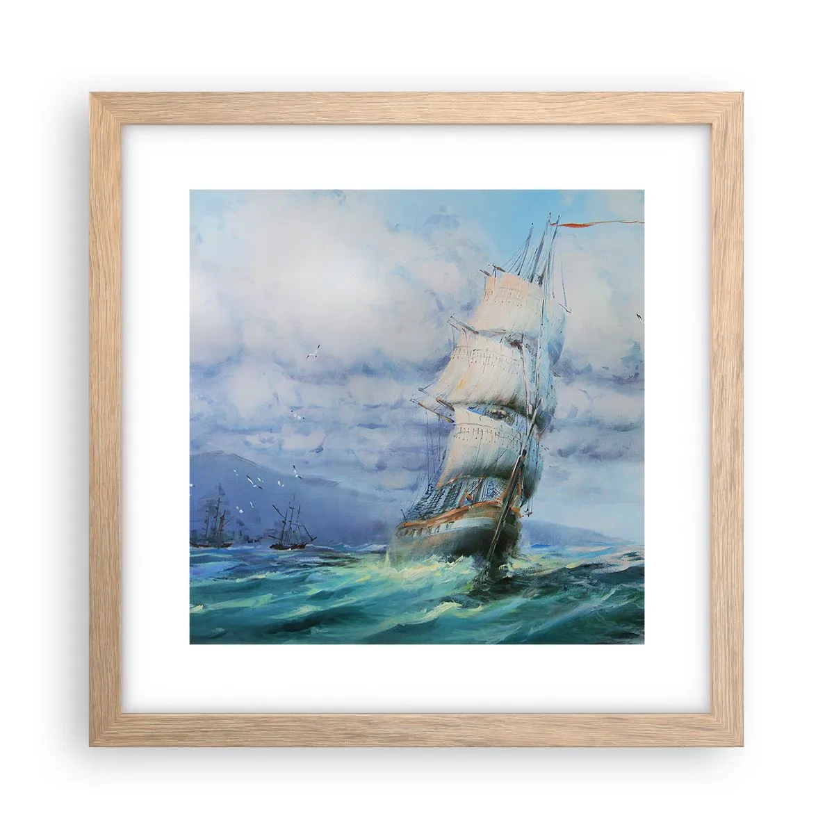 Póster en marco roble claro - Viento en popa - 30x30 cm