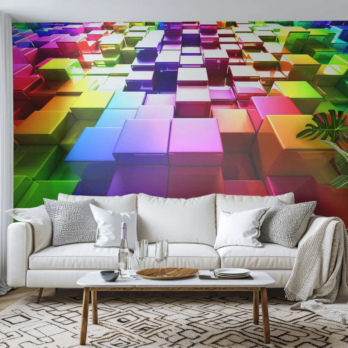 Fotomural Premium Canvas - Op-art en equipo - Abstracción, Gráficos, 3D - 500x350 cm