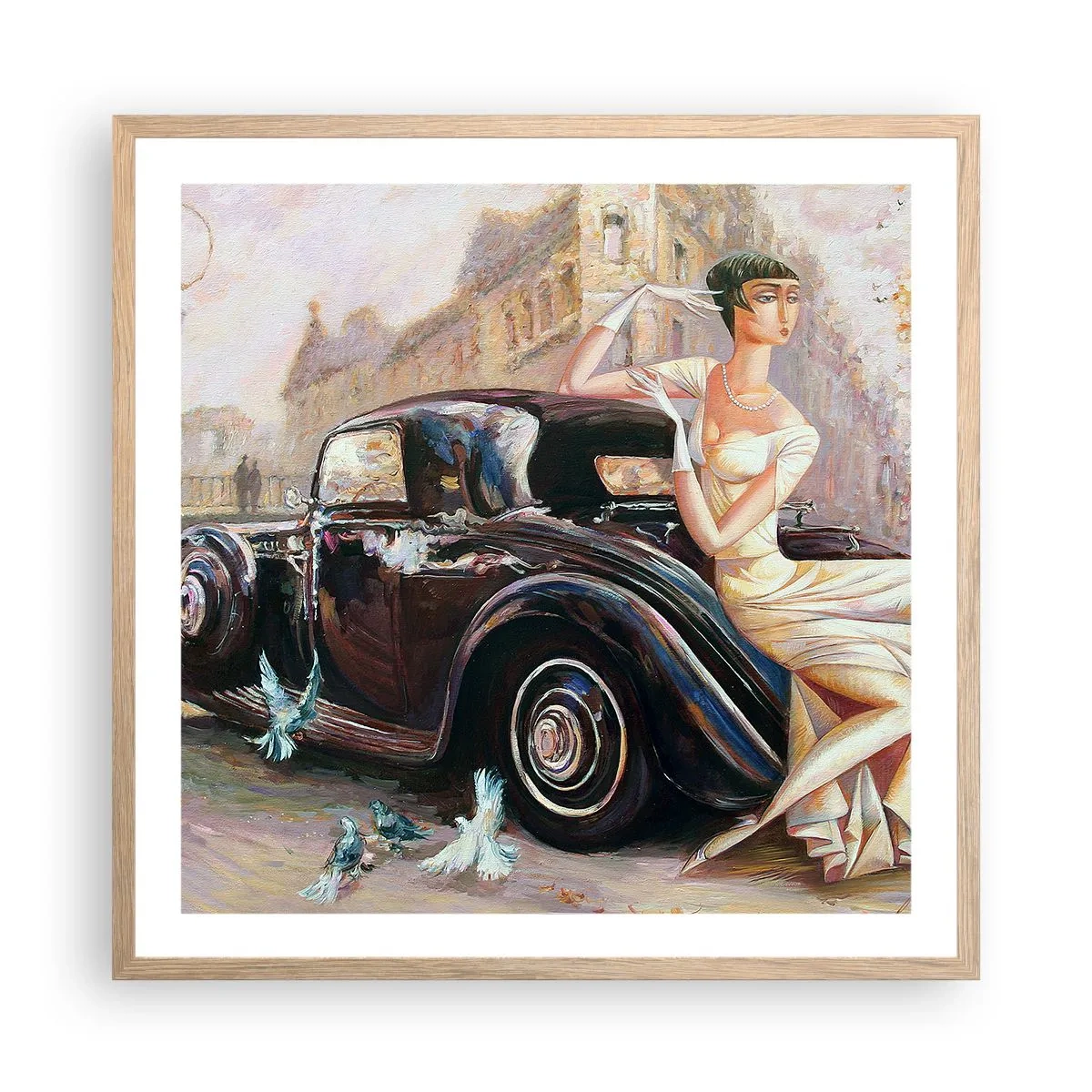 Póster en marco roble claro - Elegancia retro - 60x60 cm