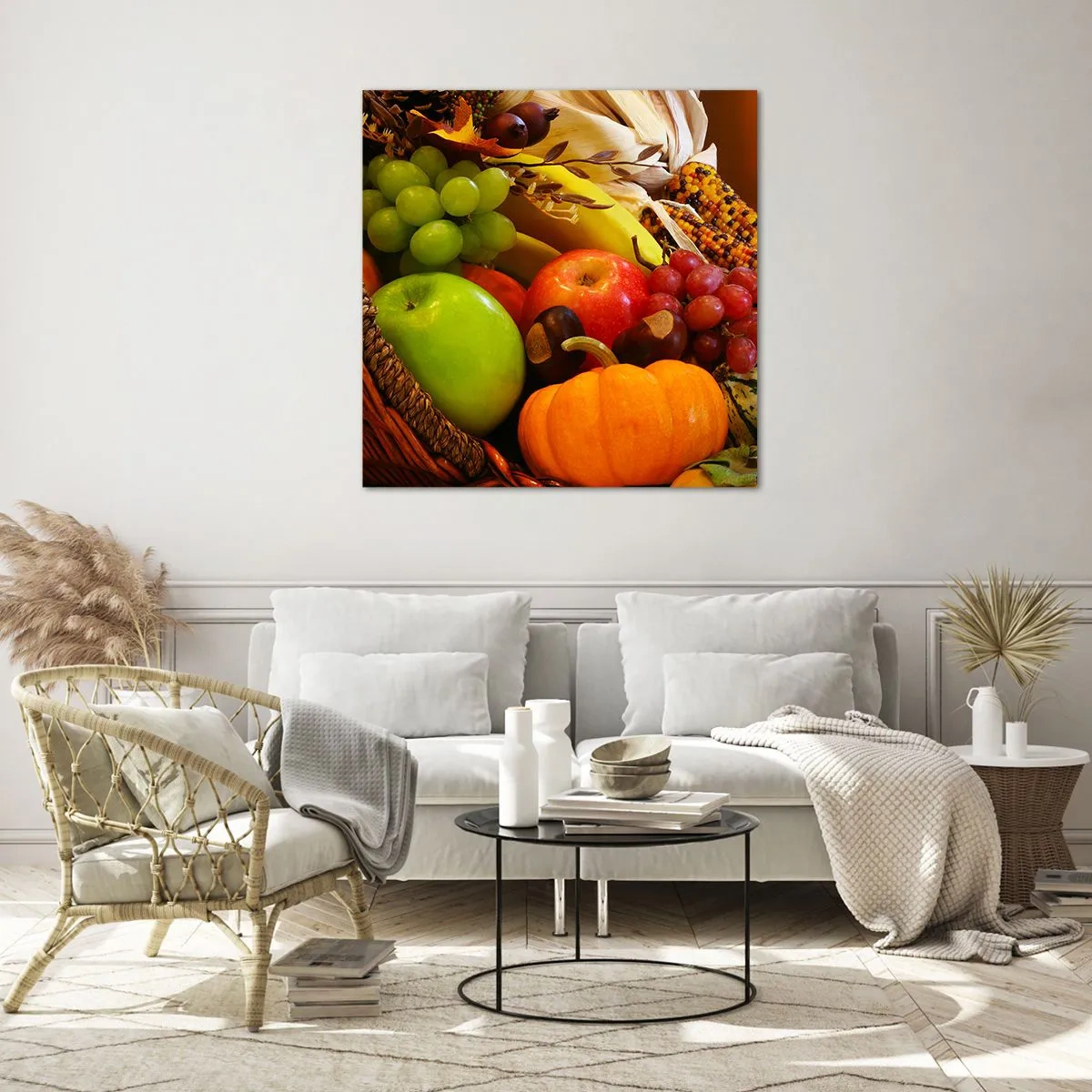 Cuadro sobre vidrio - Impresiones sobre Vidrio - Cesta de la cosecha - 60x60 cm