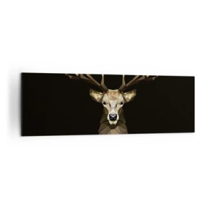 Cuadro sobre lienzo - Impresión de Imagen - Ciervo poligonal geométrico sobre fondo negro - 160x50cm - Ciervo cubista - Decoración de pared moderna para salón y dormitorio ARTTOR