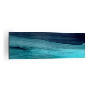Cuadro sobre lienzo - Impresión de Imagen - Ondas abstractas sutiles en tonos oscuros de azul. - 160x50cm - Nadar con la corriente - Decoración de pared moderna para salón y dormitorio ARTTOR