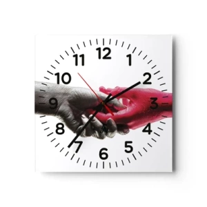 Reloj de pared - Reloj de vidrio - Juntos, aunque diferentes - 30x30 cm