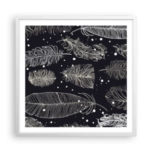 Póster en marco blanco - Encaje de plumas - 60x60 cm
