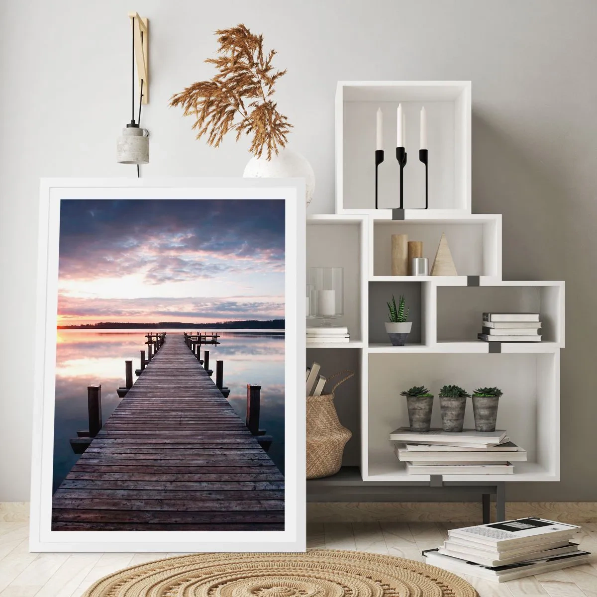 Póster en marco blanco - Frontera silenciosa del día y la noche - 40x50 cm