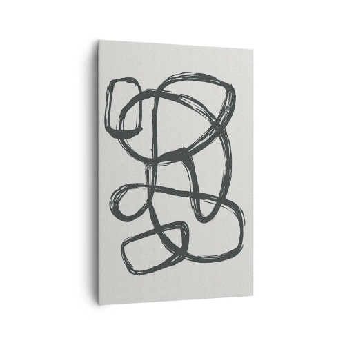 Cuadro sobre lienzo - Impresión de Imagen - Líneas abstractas que crean formas libres sobre un fondo claro - 80x120cm - Abstracción en bucle - Decoración de pared moderna para salón y dormitorio ARTTOR