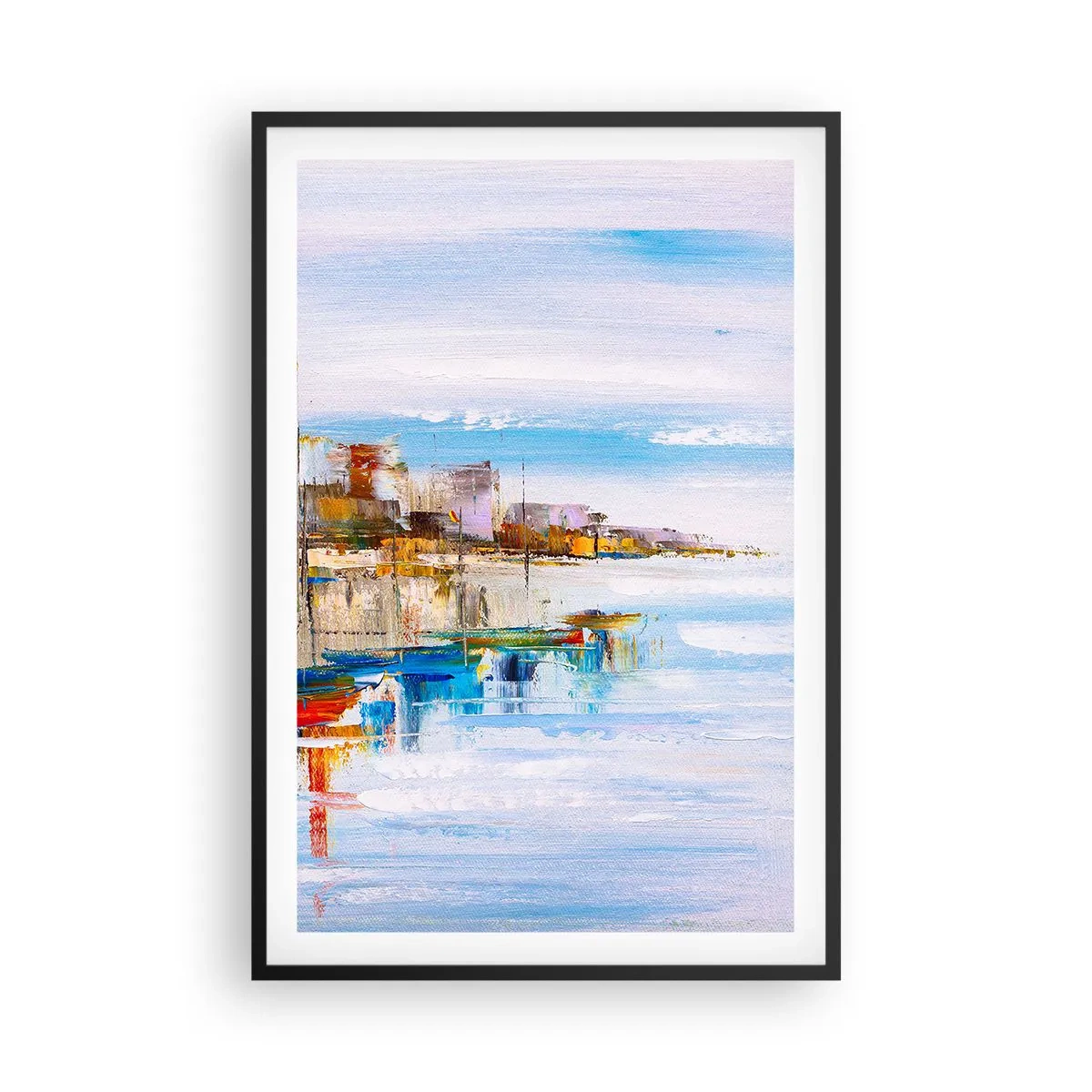 Póster en marco negro - Puerto urbano multicolor - 61x91 cm
